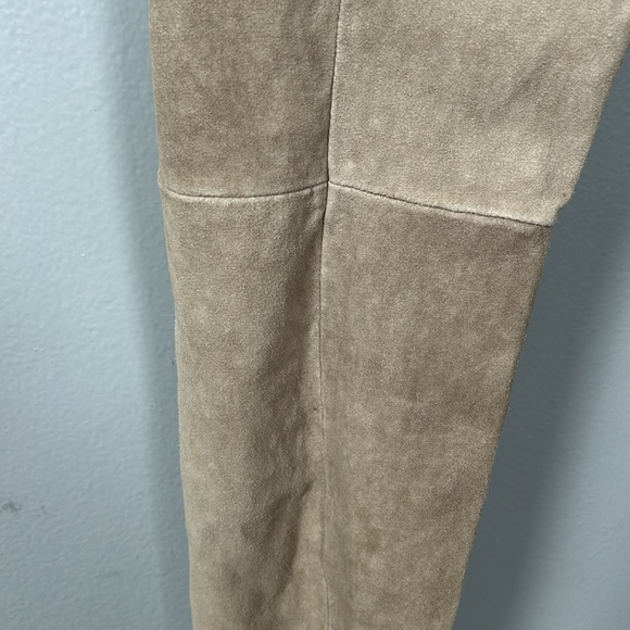 Beige Faux Suede Slim Elastic Band Pants size 44 US 4 -6 sexy soft - Picture 9 of 16